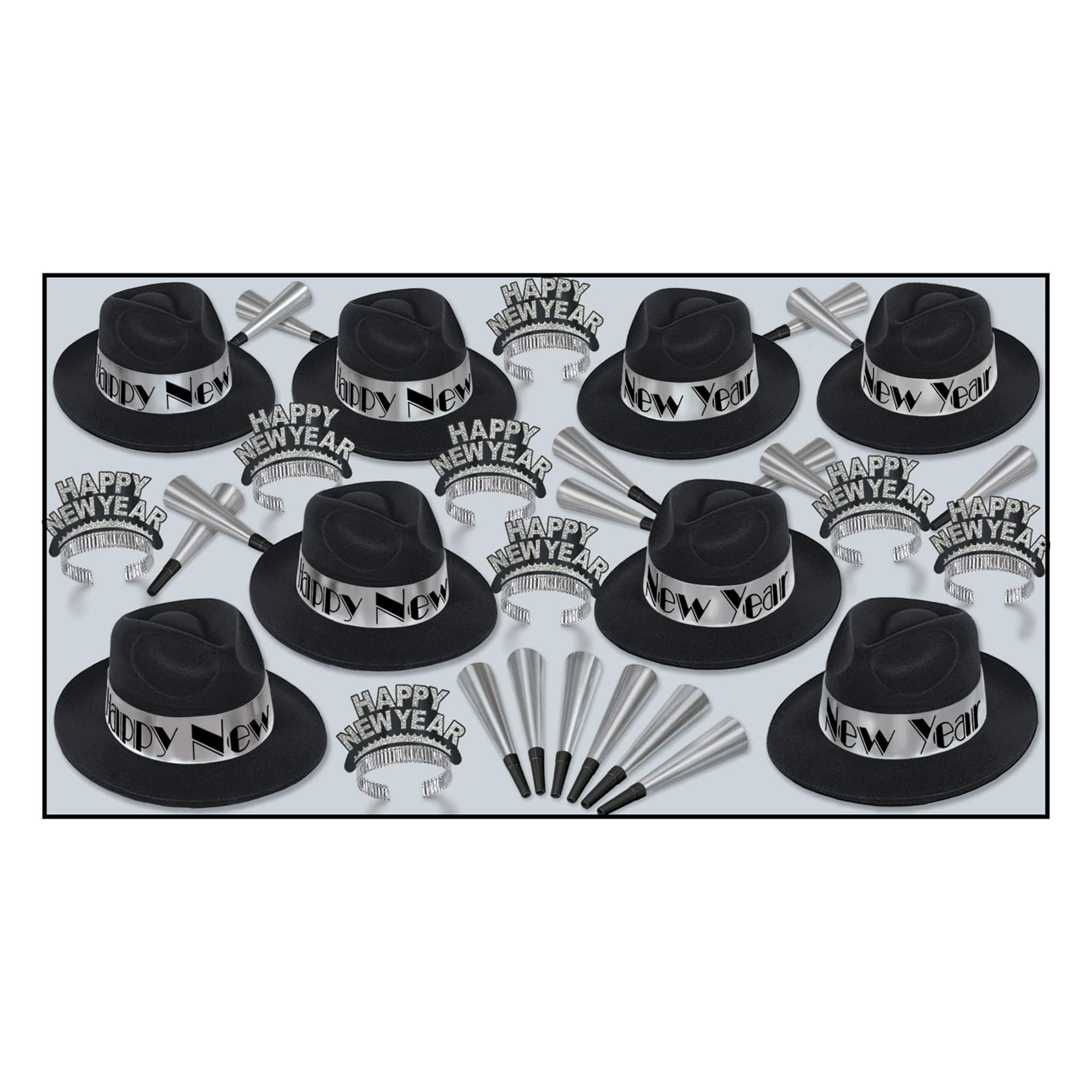 Beistle Black & Silver New Year Swing Party Favor Kit for 50